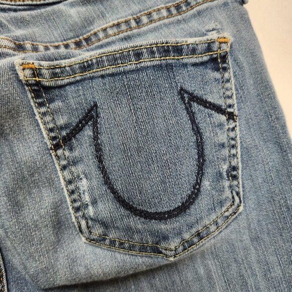 True Religion Halle Mid Rise Skinny Medium Wash Stretch Denim Jeans Women's 27 - Picture 7 of 12